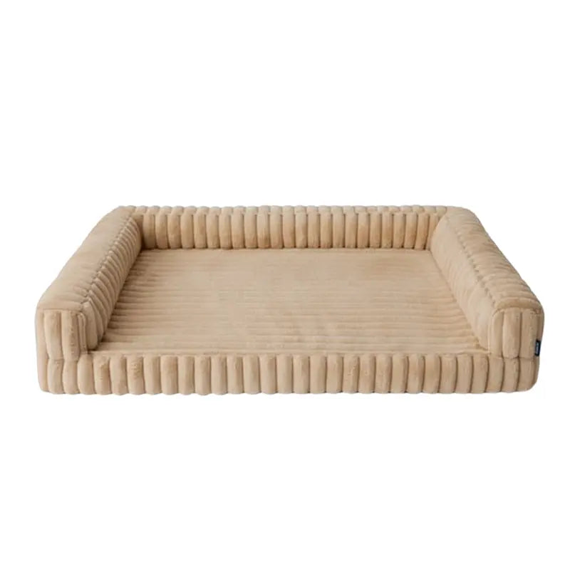 Plush Bolstered Pet Bed with Non-Slip Base and Removable Cover