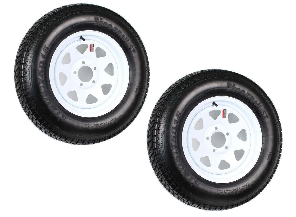 2026 2-pack trailer tires on rim ST205/75D15 205/75 D 15 inch LRC 5-hole white spokes 1