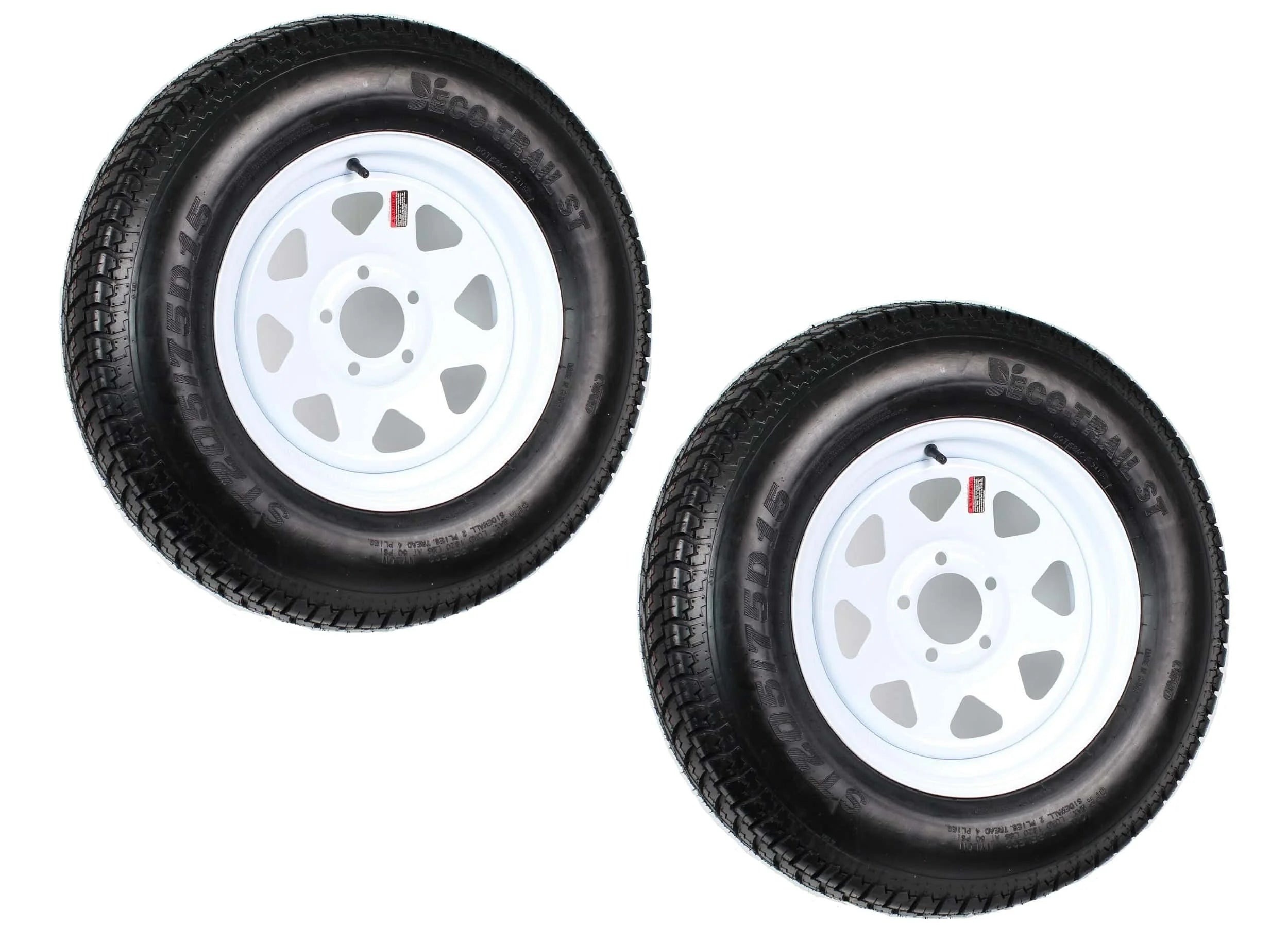 2026 2-pack trailer tires on rim ST205/75D15 205/75 D 15 inch LRC 5-hole white spokes 1