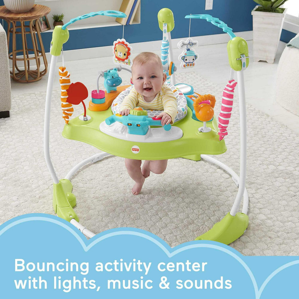 2026 Fisher-Price Baby Bouncer Fitness Fun Folding Jumperoo Infant Activity Center with Lights & Music. Unisex