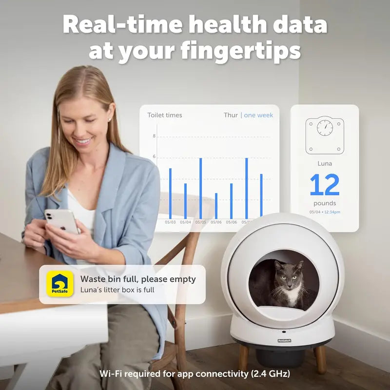PetSafe Smart Self-Cleaning Cat Litter Box with Health Tracking and App Connectivity