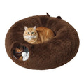 Plush Indoor Cat Tunnel with Peekaboo Windows and Integrated Sleeping Bed