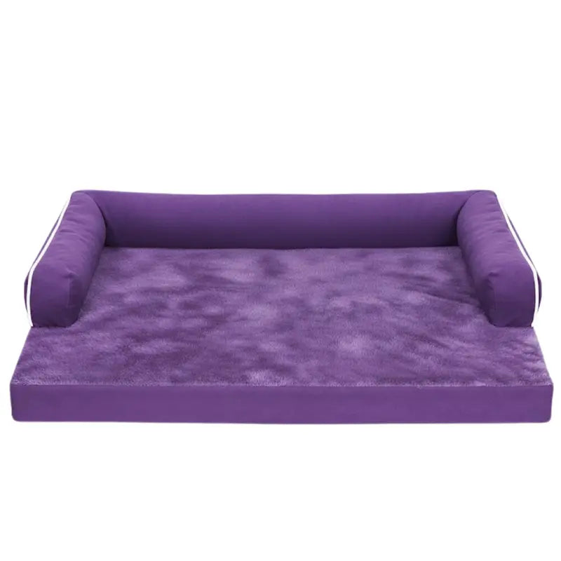Plush Large Memory Foam Dog Bed with Reinforced Bolsters & Zip-Off Washable Cover