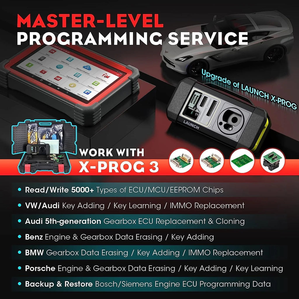 2026 LAUNCH X431 IMMO Elite Key Programming Car Diagnostic Scan Tool with X-PROG3 Key Programmer, ECU Clone/match, CANFD&DOIP, 39 Services 2 Years Free Update
