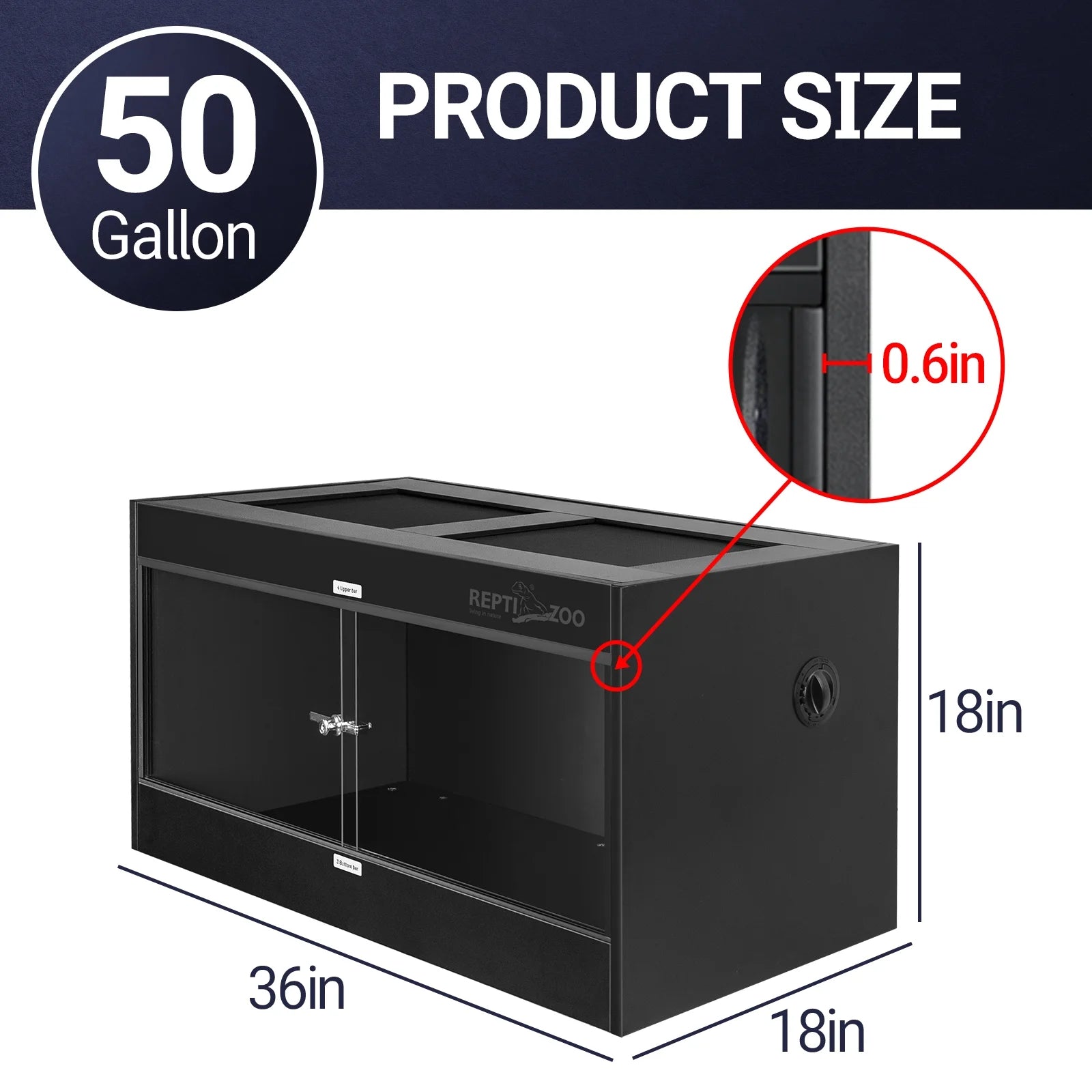 2026 REPTIZOO 40 Gallon PVC Reptile Enclosure, 36x18x18 Reptile Terrariums Tanks with Glass Sliding Door