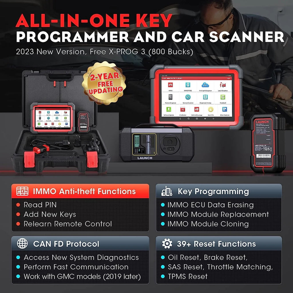 2026 LAUNCH X431 IMMO Elite Key Programming Car Diagnostic Scan Tool with X-PROG3 Key Programmer, ECU Clone/match, CANFD&DOIP, 39 Services 2 Years Free Update
