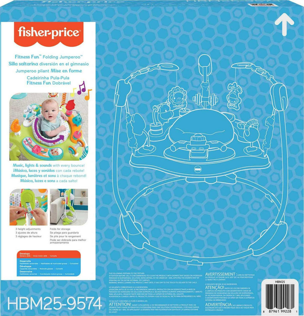 2026 Fisher-Price Baby Bouncer Fitness Fun Folding Jumperoo Infant Activity Center with Lights & Music. Unisex