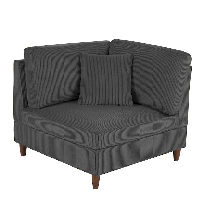 5-Piece Corduroy Modular Sectional Sofa with Ottoman