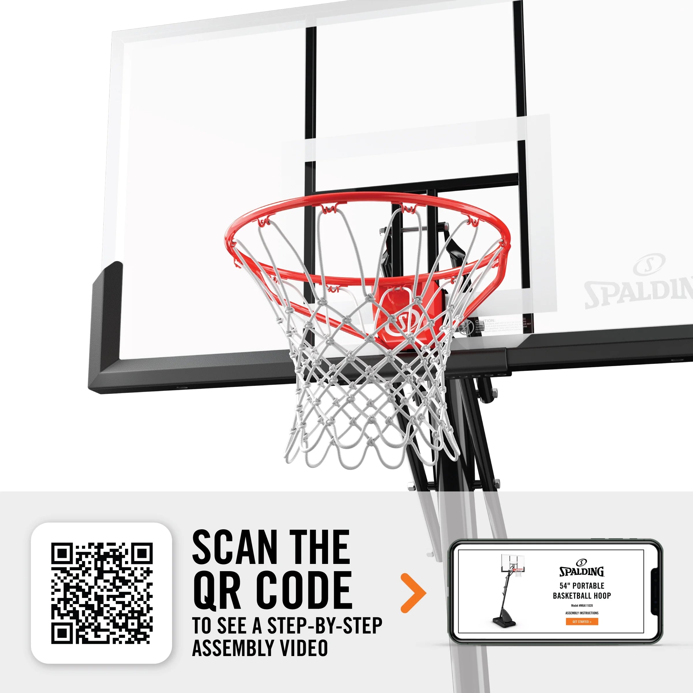 2026 Spalding 54-Inch Portable Basketball Hoop with Shatter-Proof Polycarbonate Backboard, Adjustable ExactaHeight System & Pro Slam Rim-Outdoor Play