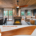 52" and 60" Noiseless Walnut Wood Ceiling Fan with Remote Control,Light Integrated Optional - 52 inch - 52" Propeller Ceiling Fan with Light
