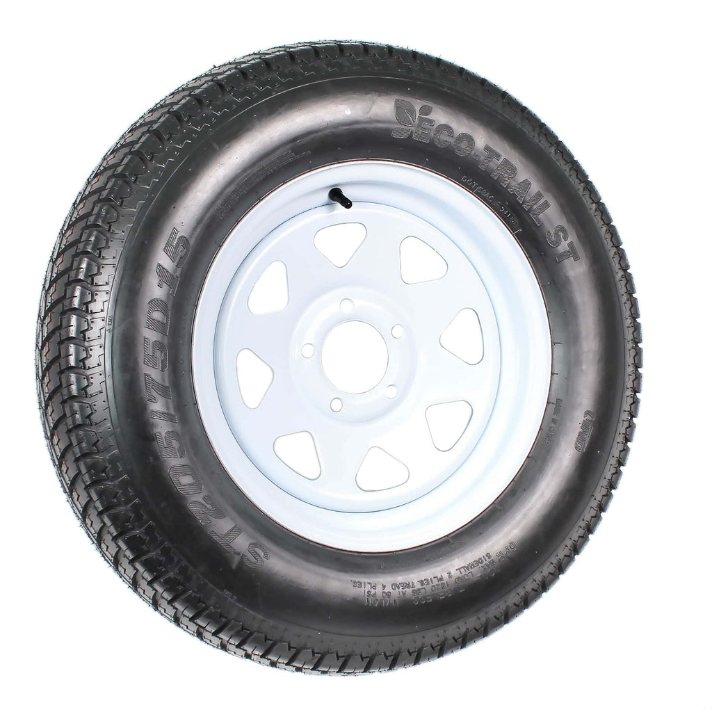 2026 2-pack trailer tires on rim ST205/75D15 205/75 D 15 inch LRC 5-hole white spokes 1