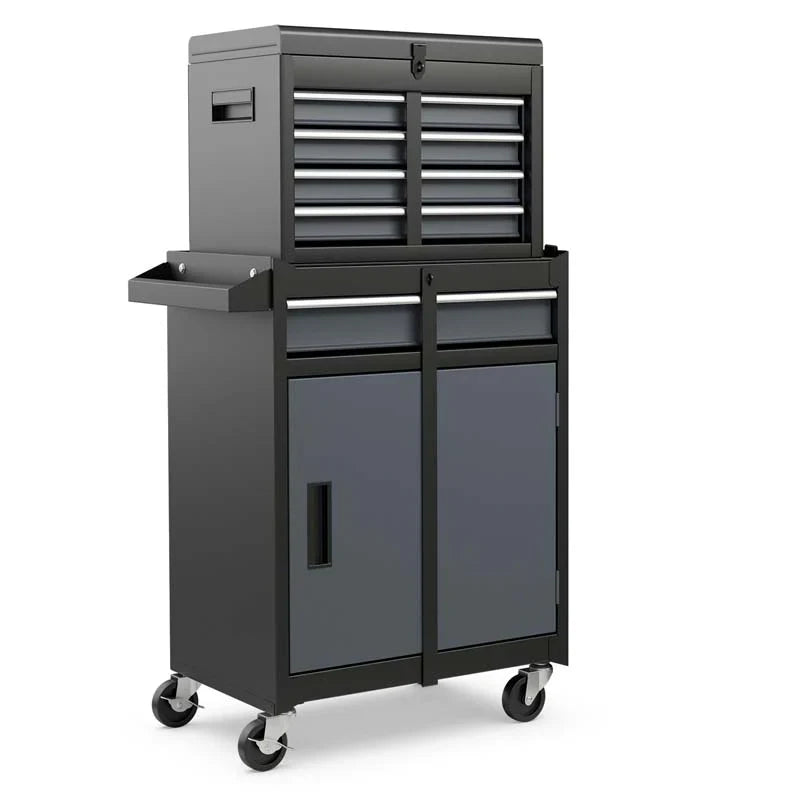2 - in - 1 Rolling Tool Chest, 5-Drawer Tool Storage Cabinet with Wheels, Adjustable Shelf, Tool Box Organizer for Garage Warehouse Workshop
