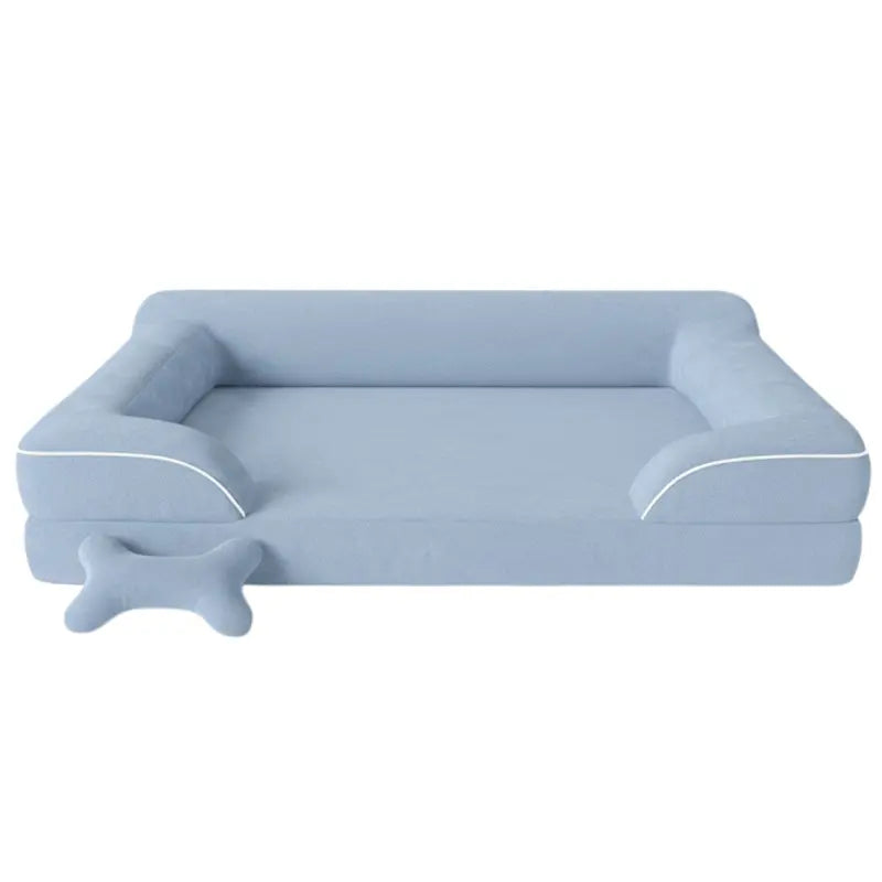 Plush Sofa-Style Pet Bed with Memory Foam Core and Machine-Washable Cover