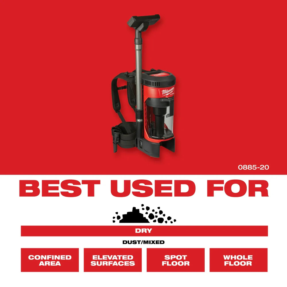 2026 Milwaukee 0885-20 M18 FUEL 3-in-1 Backpack Vacuum, Tool Only