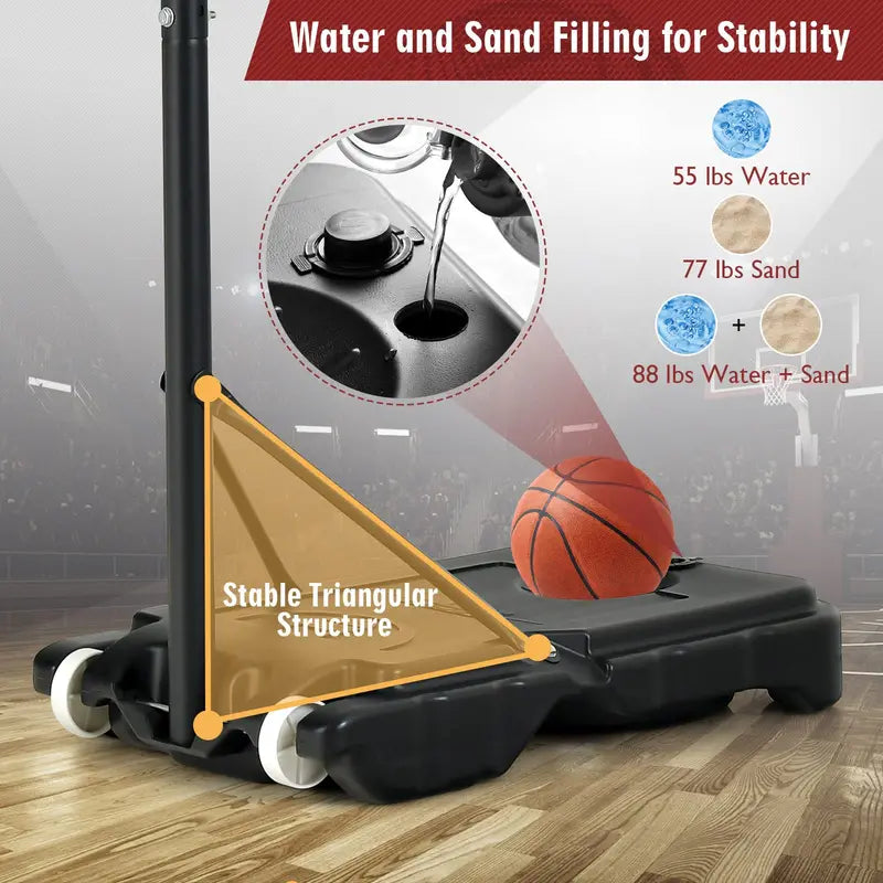 Portable Height-Adjustable Basketball Hoop (4.3 FT to 8.2 FT)