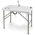 Portable Folding Fish Cleaning Station with Dual Stainless Steel Basins