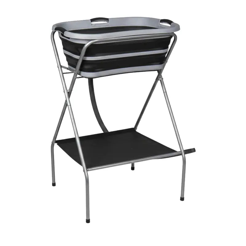 Portable Dog Bath Tub with Elevated Basin, Foldable Steps & Drain Hose