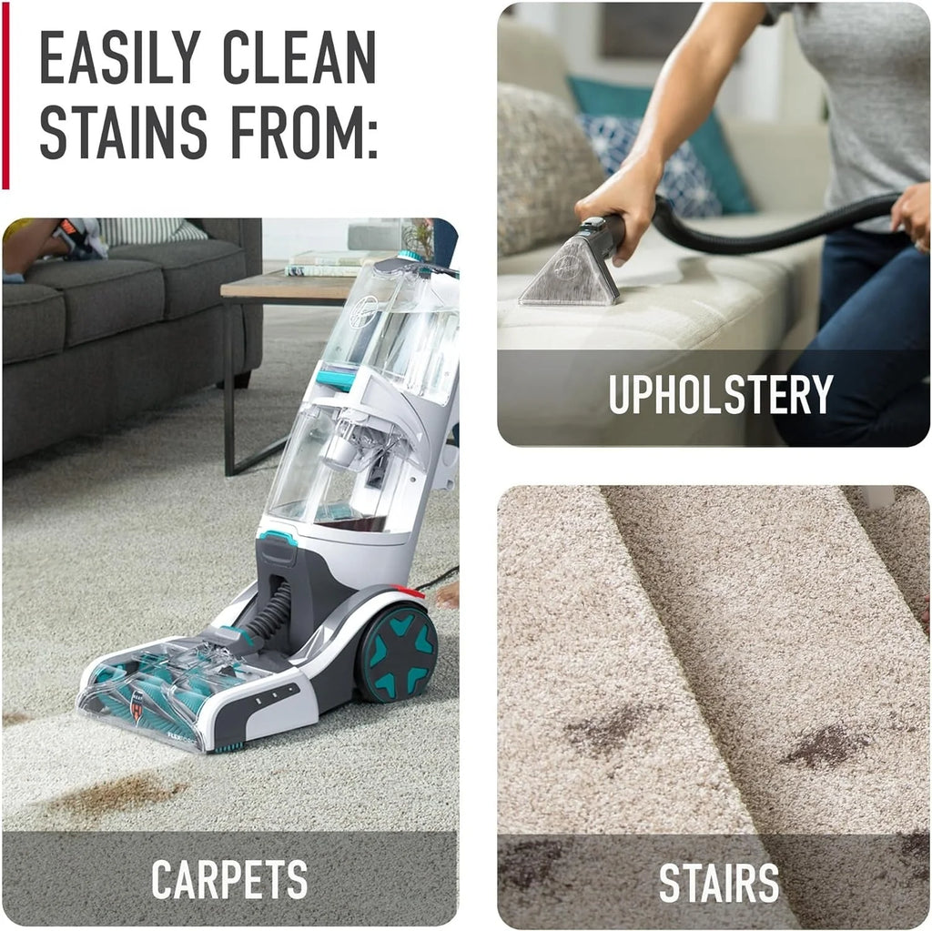 2026 Hoover SmartWash Automatic Carpet Cleaner for Carpets and Upholstery, Deep Cleaning Carpet Shampoo, Carpet Deodorizer and Pet Stain Remover FH52000, Turquoise