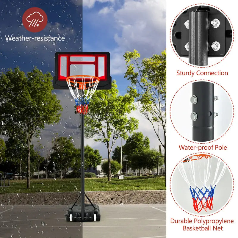 Portable Height-Adjustable Basketball Hoop (4.3 FT to 8.2 FT)