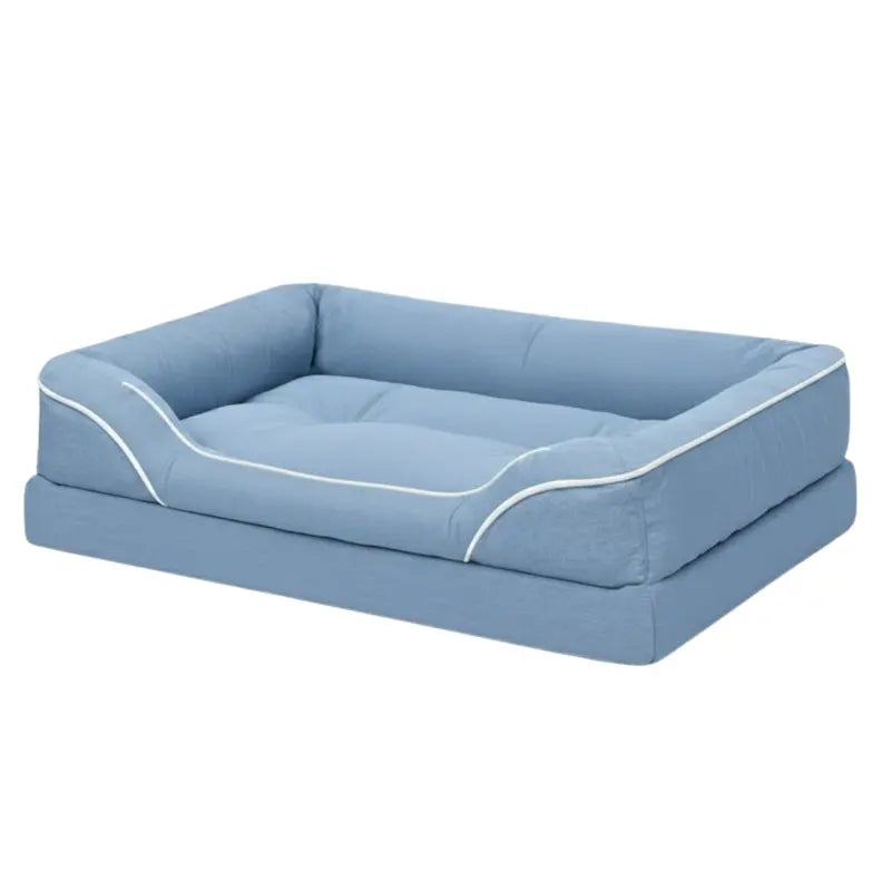 Plush Bolstered Pet Bed with Non-Slip Base and Removable Cover