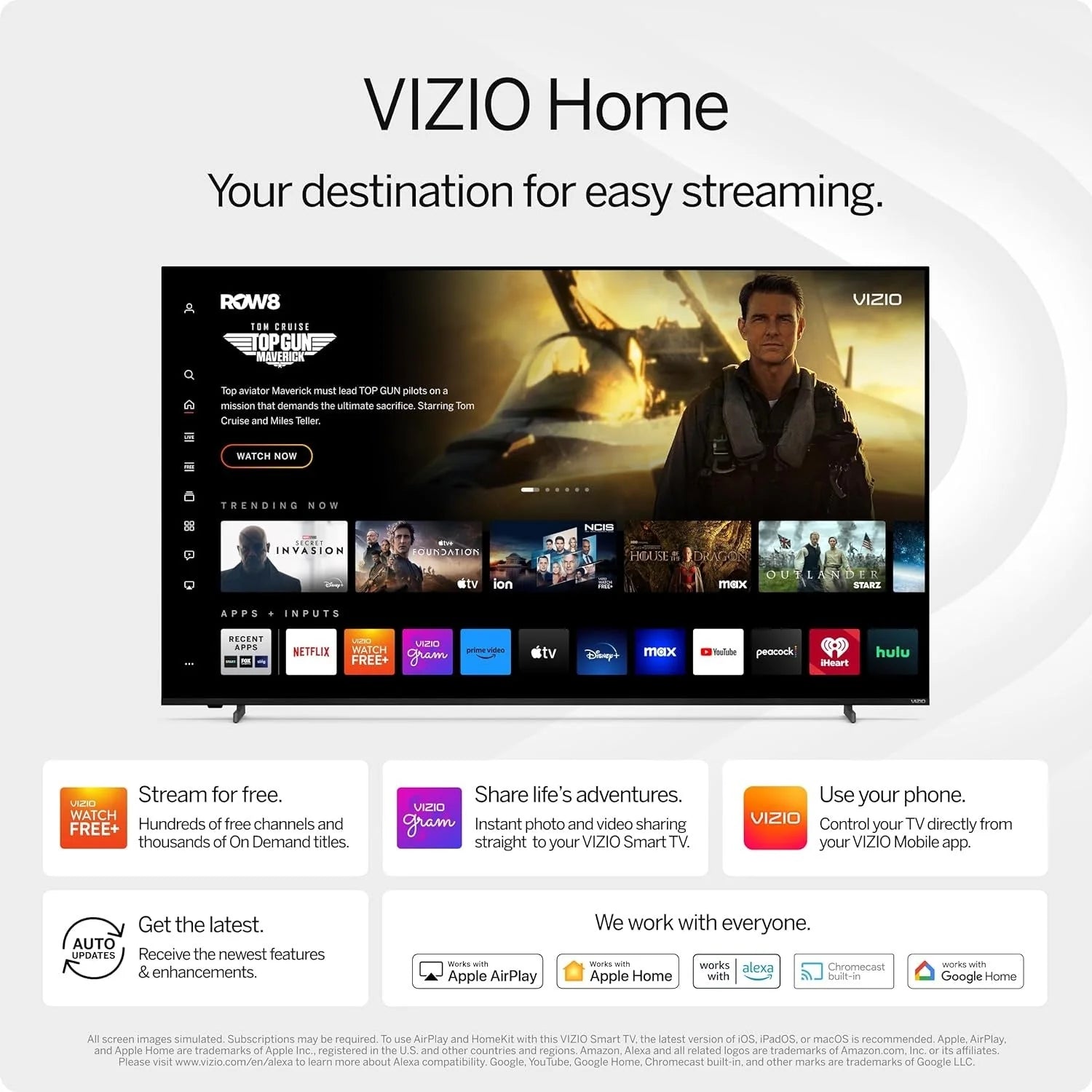 2026 VIZIO 50′′ 4K HDR Smart TV, Dolby Vision HDR/HDR10 , WiFi 6 – (Refurbished)