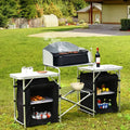 Portable Camping Kitchen Table with Integrated Storage Compartment