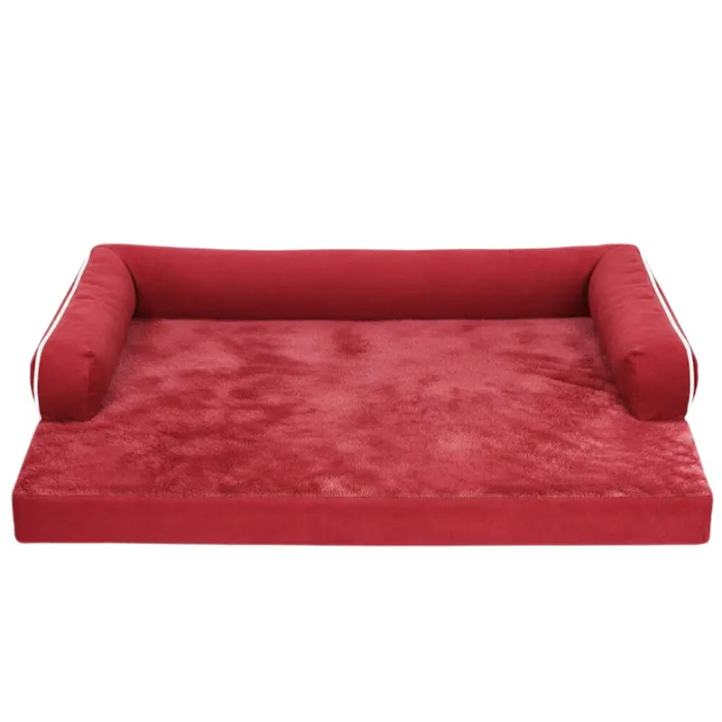 Plush Large Memory Foam Dog Bed with Reinforced Bolsters & Zip-Off Washable Cover