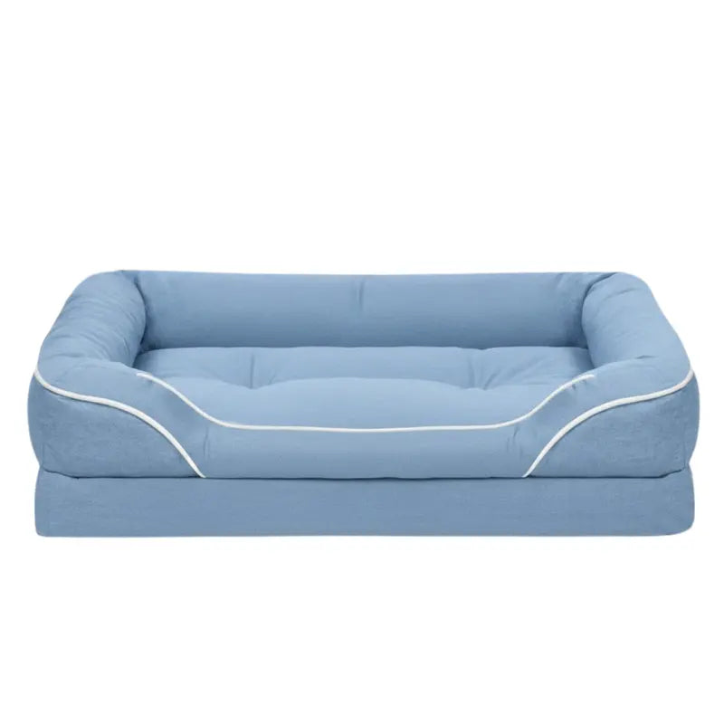 Plush Bolstered Pet Bed with Non-Slip Base and Removable Cover