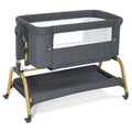 Portable Bedside Bassinet with Rocking Motion, Height Adjustment, Wheels, and Included Mattress