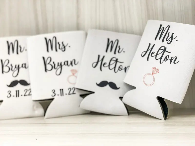 Personalized Insulated Can Coolers for Wedding Day Refreshments