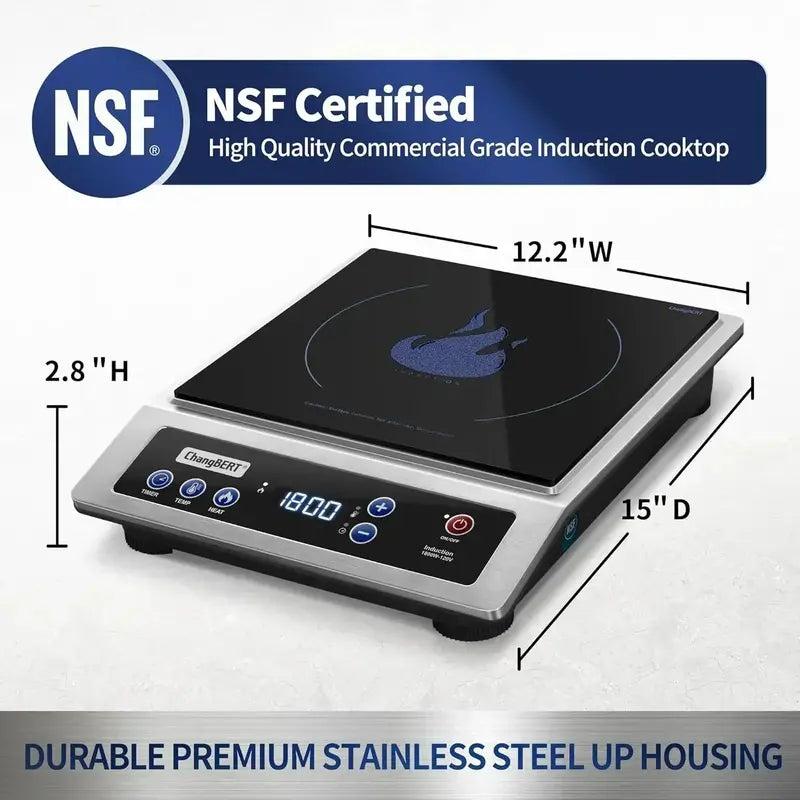 Portable Induction Cooktop with 8-Inch Stainless Steel Burner