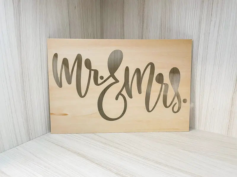 Personalized Mr. & Mrs. Wooden Cut-Out Sign