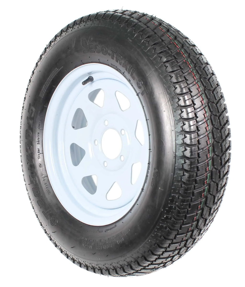 2026 2-pack trailer tires on rim ST205/75D15 205/75 D 15 inch LRC 5-hole white spokes 1