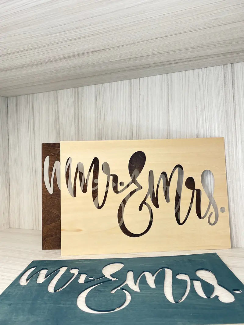 Personalized Mr. & Mrs. Wooden Cut-Out Sign