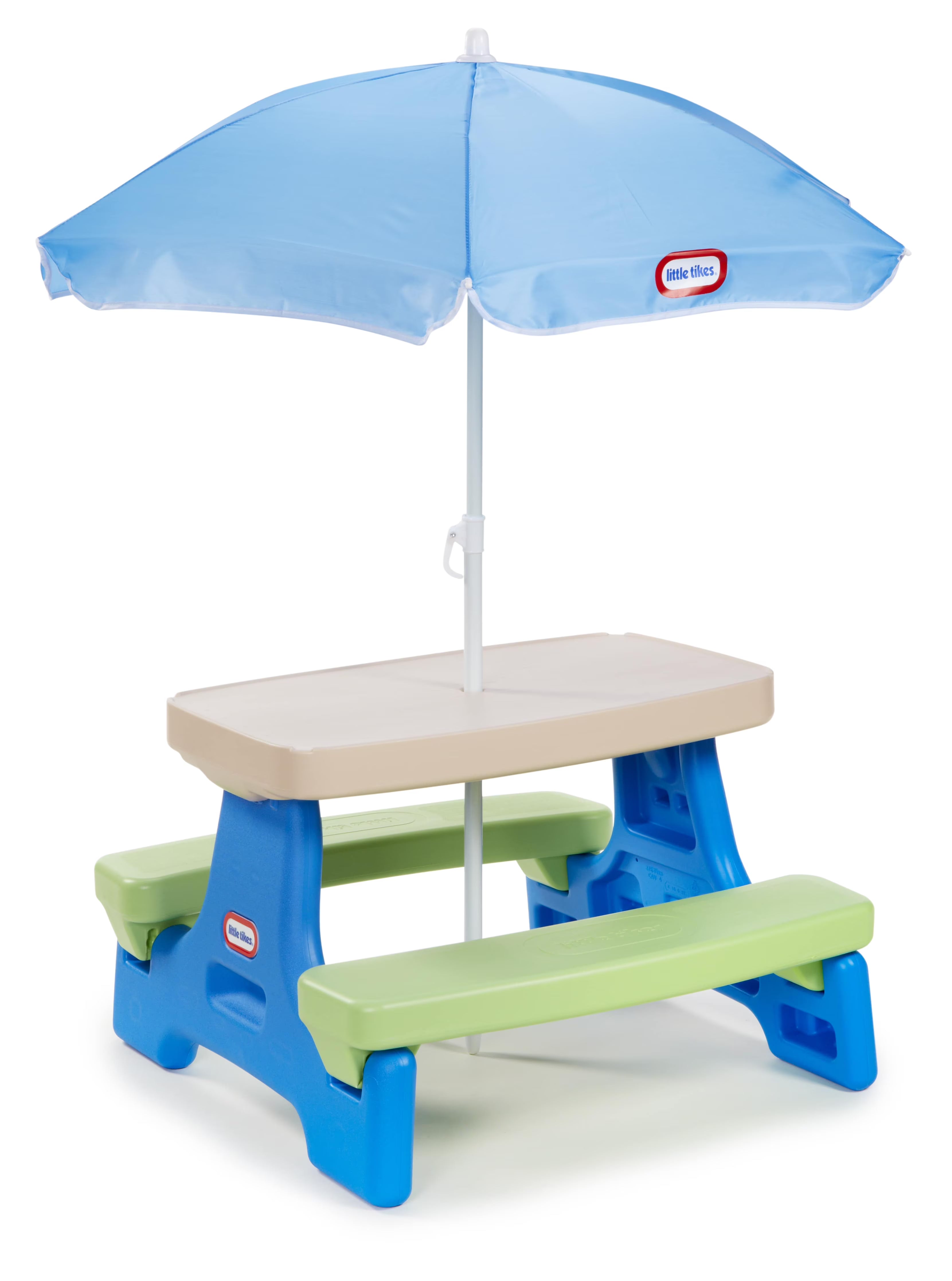 2026 Little Tikes Easy Store Kids Durable Picnic Table with Umbrella, Indoor Outdoor, Ages 2