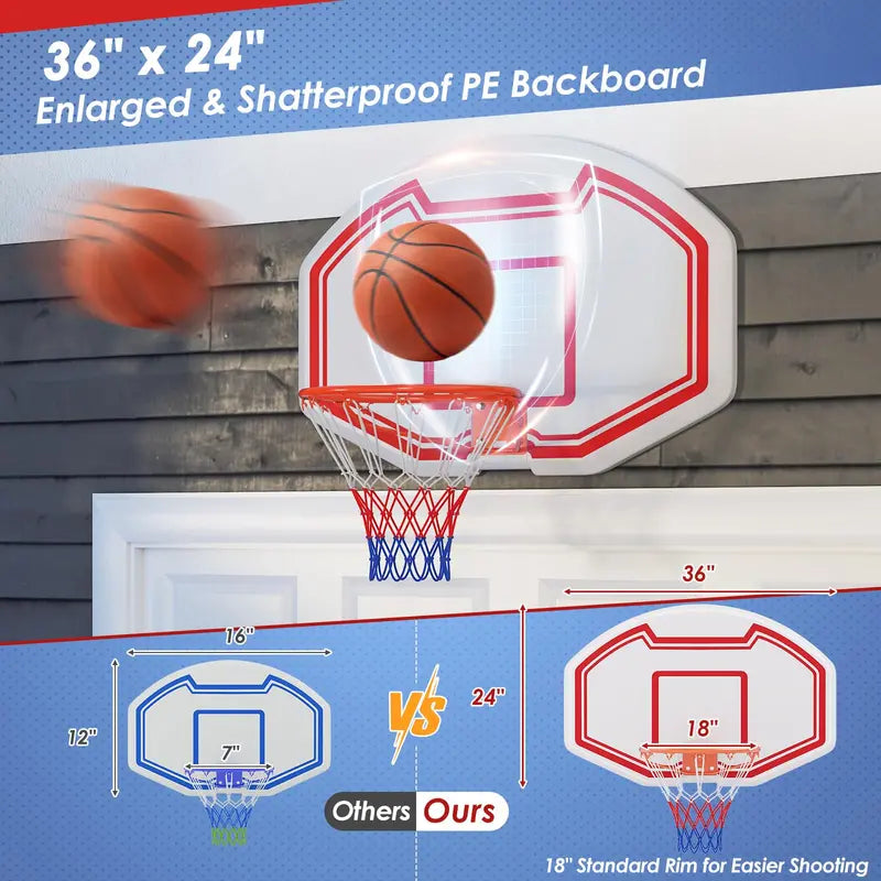 Portable Height-Adjustable Basketball Hoop (4.3 FT to 8.2 FT)