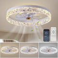 2024 Upgraded Caxsrfyk Ceiling Fan 3098 White Ceiling Fans with Lights App & Remote Control, 6 Wind Speeds Modern Ceiling Fan, Timing & 3 LED Color
