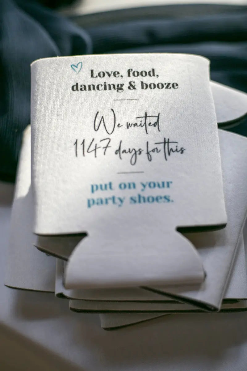 Personalized Insulated Can Coolers for Wedding Day Refreshments