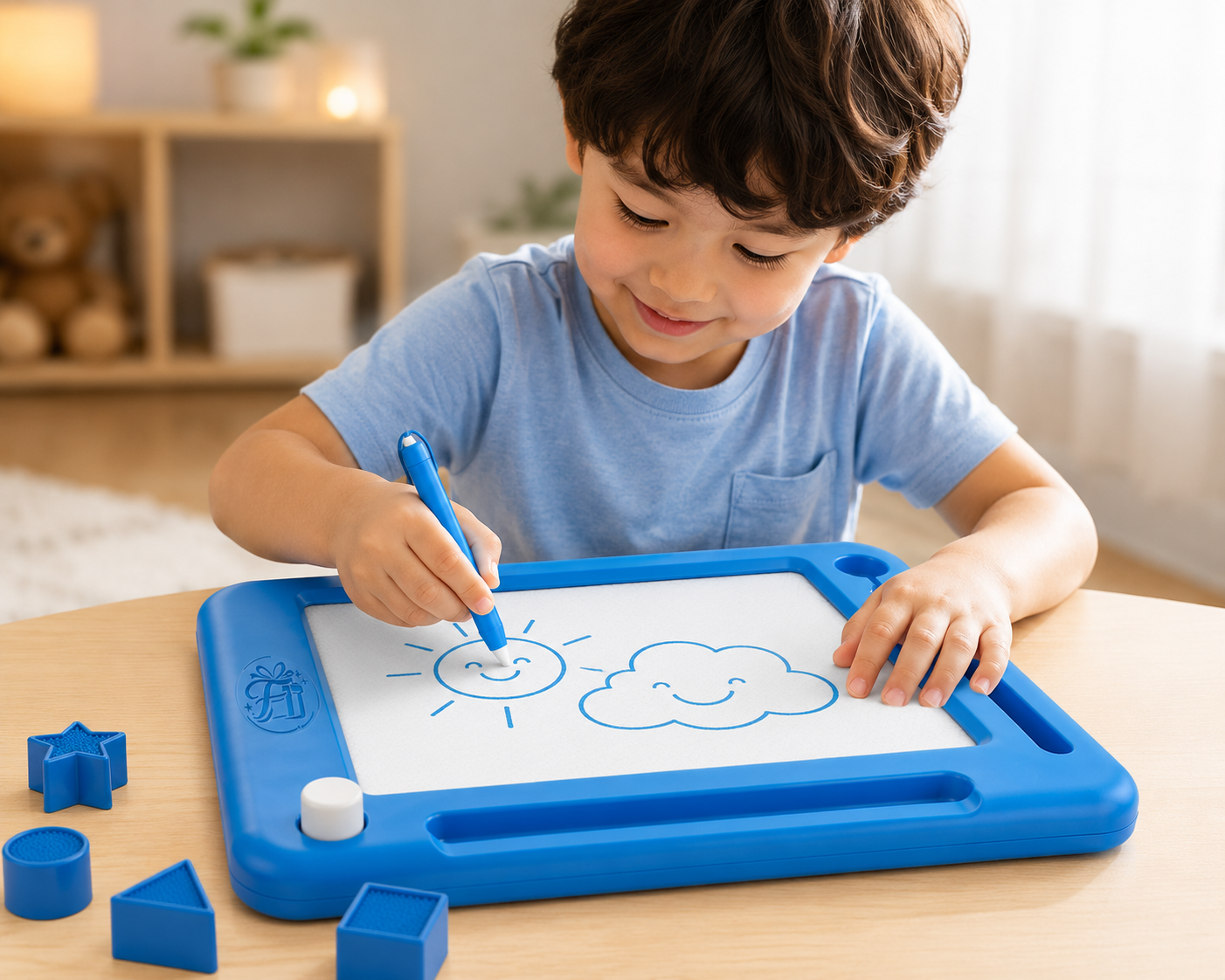 Large Magnetic Drawing Board for Kids – 16 × 13 in Educational Doodle Pad (Blue)