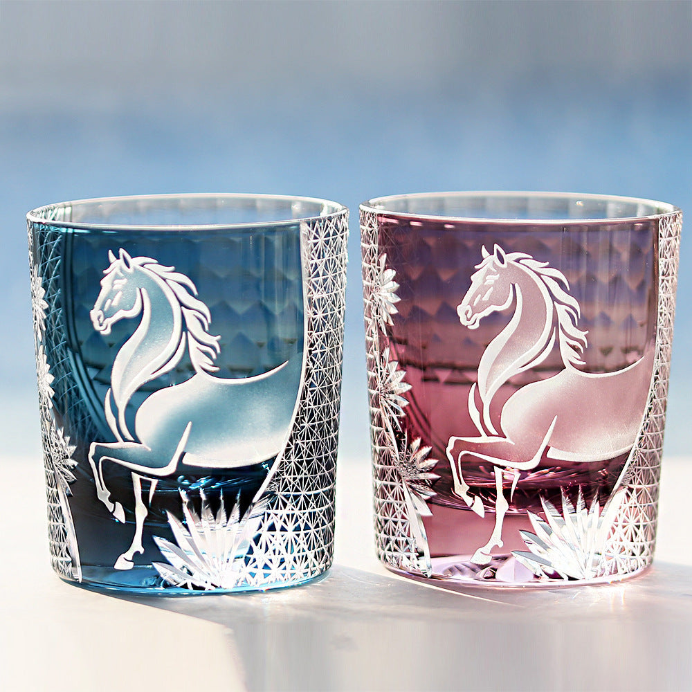 Edo Kiriko Handcrafted Steed Crystal Whisky Glass