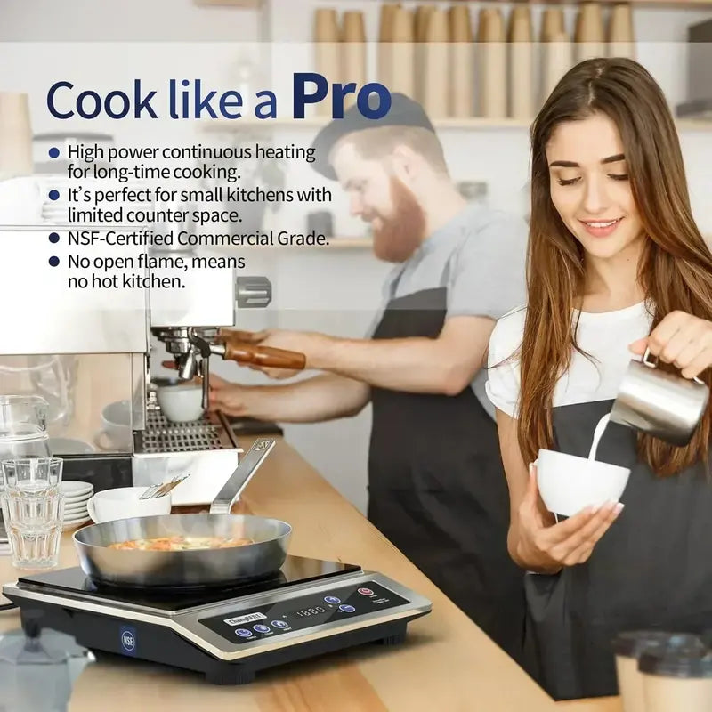 Portable Induction Cooktop with 8-Inch Stainless Steel Burner