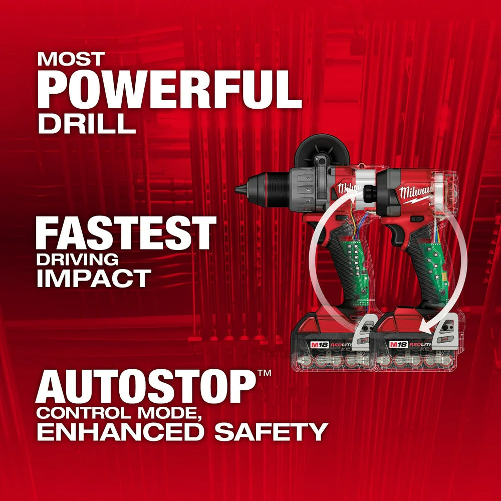 2026 Milwaukee 3697-22 M18 FUEL 18V Cordless 2-Tool Combo Kit w/ 5.0AH Batteries