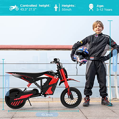 EVERCROSS EV12M Electric Dirt Bike, 300W Electric Motorcycle, 3-Speed Modes Motorcycle
