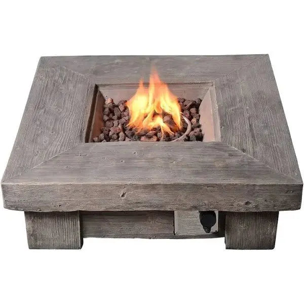 PEAKTOP Retro 35-Inch Square Propane Gas Fire Pit for Outdoor Use
