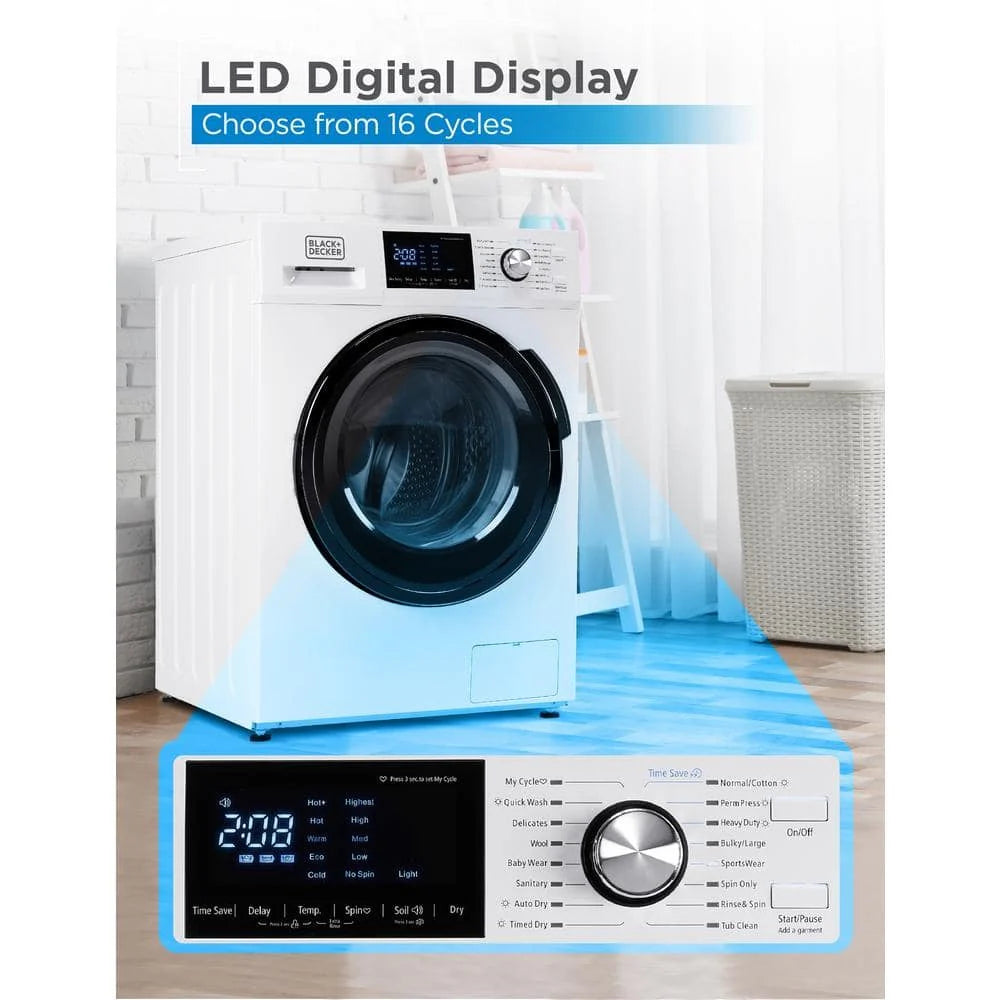 2026 BLACK DECKER 2.7 cu. ft. All-in-One Washer and Dryer Combo in White BCW27MW💝 Last Day For Clearance