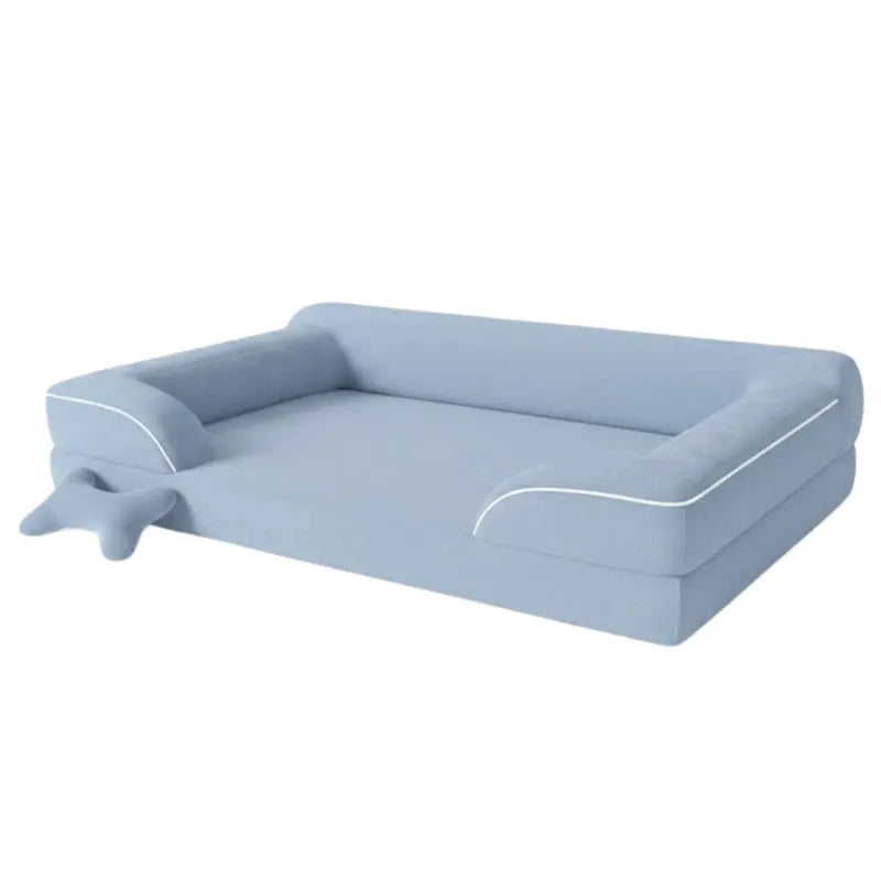 Plush Sofa-Style Pet Bed with Memory Foam Core and Machine-Washable Cover
