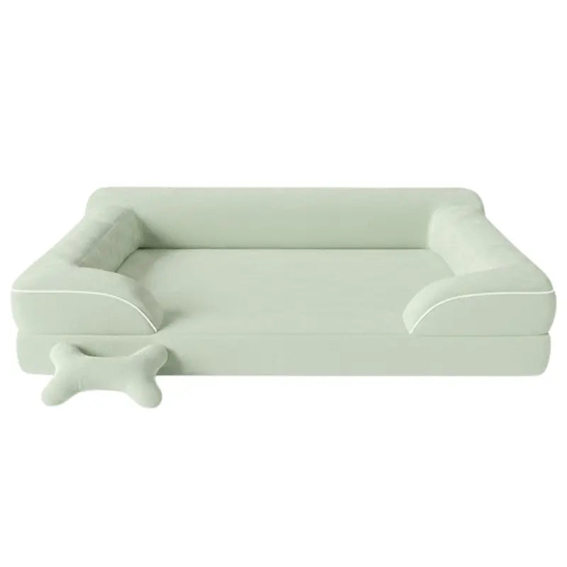 Plush Sofa-Style Pet Bed with Memory Foam Core and Machine-Washable Cover
