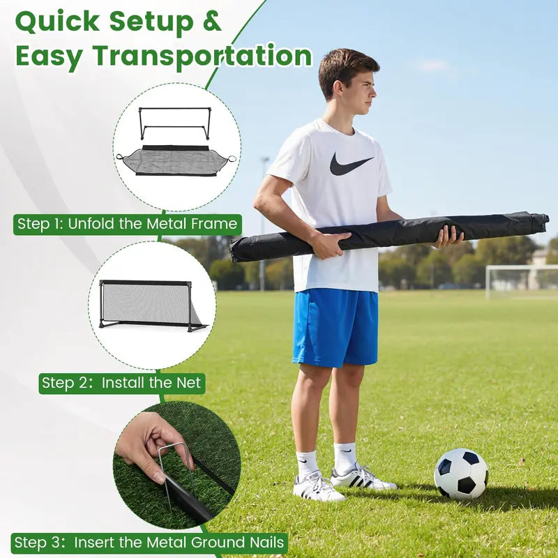 Portable Metal-Frame Toddler Soccer Net with Ground Stakes