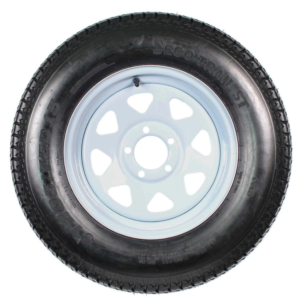 2026 2-pack trailer tires on rim ST205/75D15 205/75 D 15 inch LRC 5-hole white spokes 1
