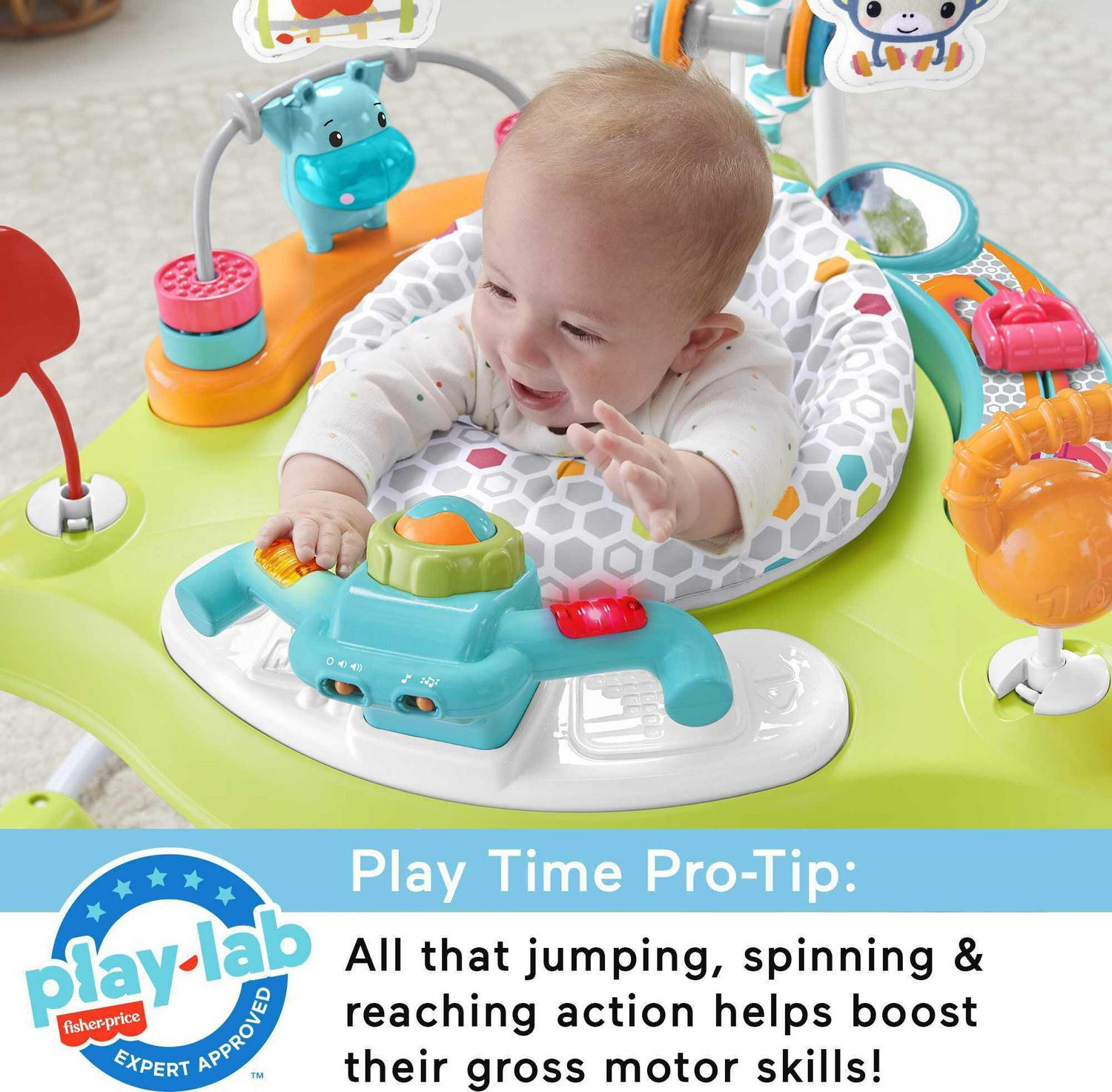 2026 Fisher-Price Baby Bouncer Fitness Fun Folding Jumperoo Infant Activity Center with Lights & Music. Unisex